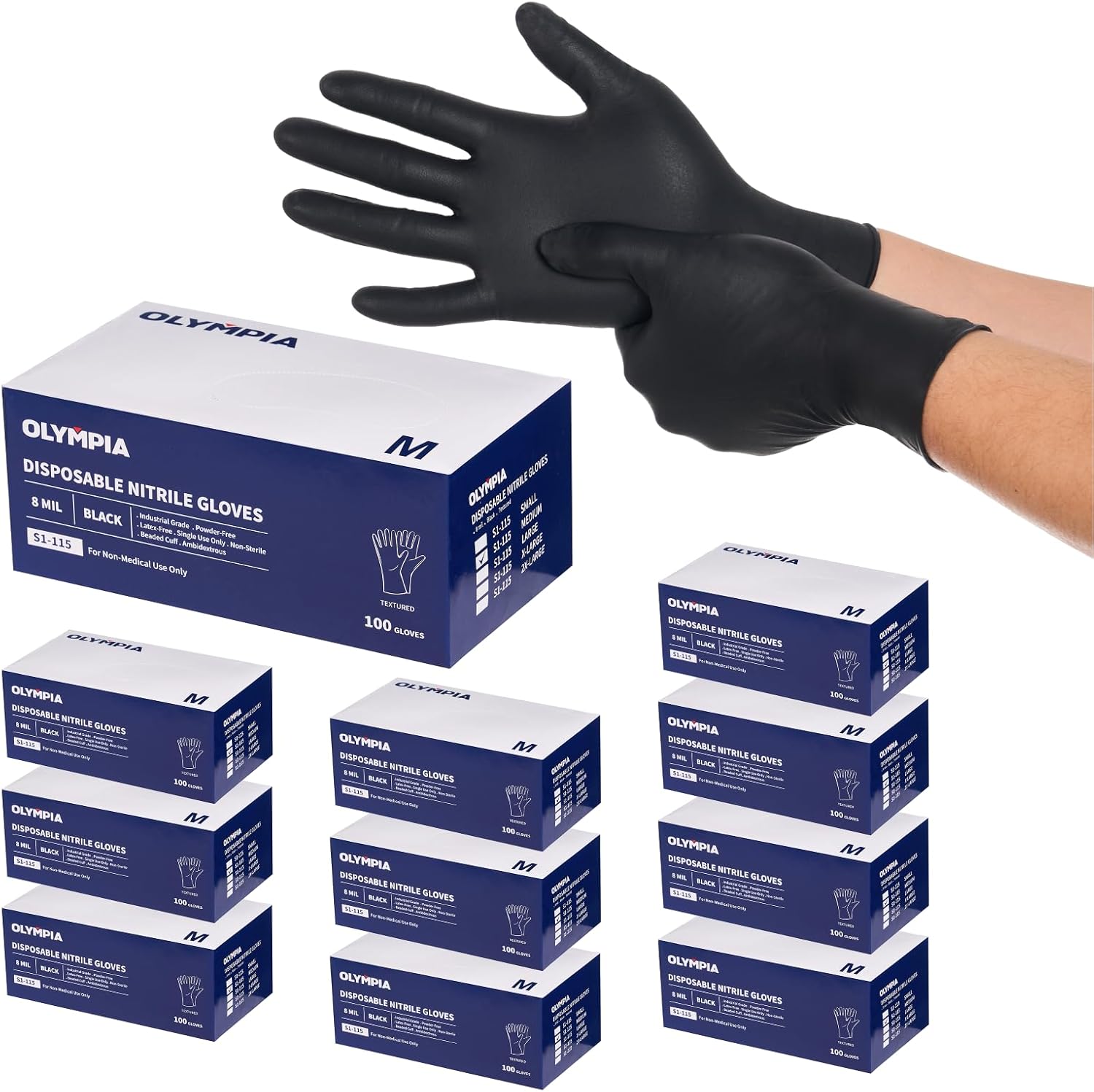NORTHSKY 8 Mil Disposable Nitrile Gloves, Heavy Duty, Grain Grip, Latex & Powder Free, Black
