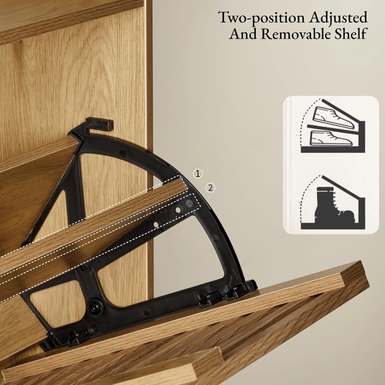 Shoe Cabinet, 31.5" W Storage Cabinet with Louvered 2 Flip Drawers for Entryway, Freestanding Shoe Organizer, Slim Shoe Rack in Walnut