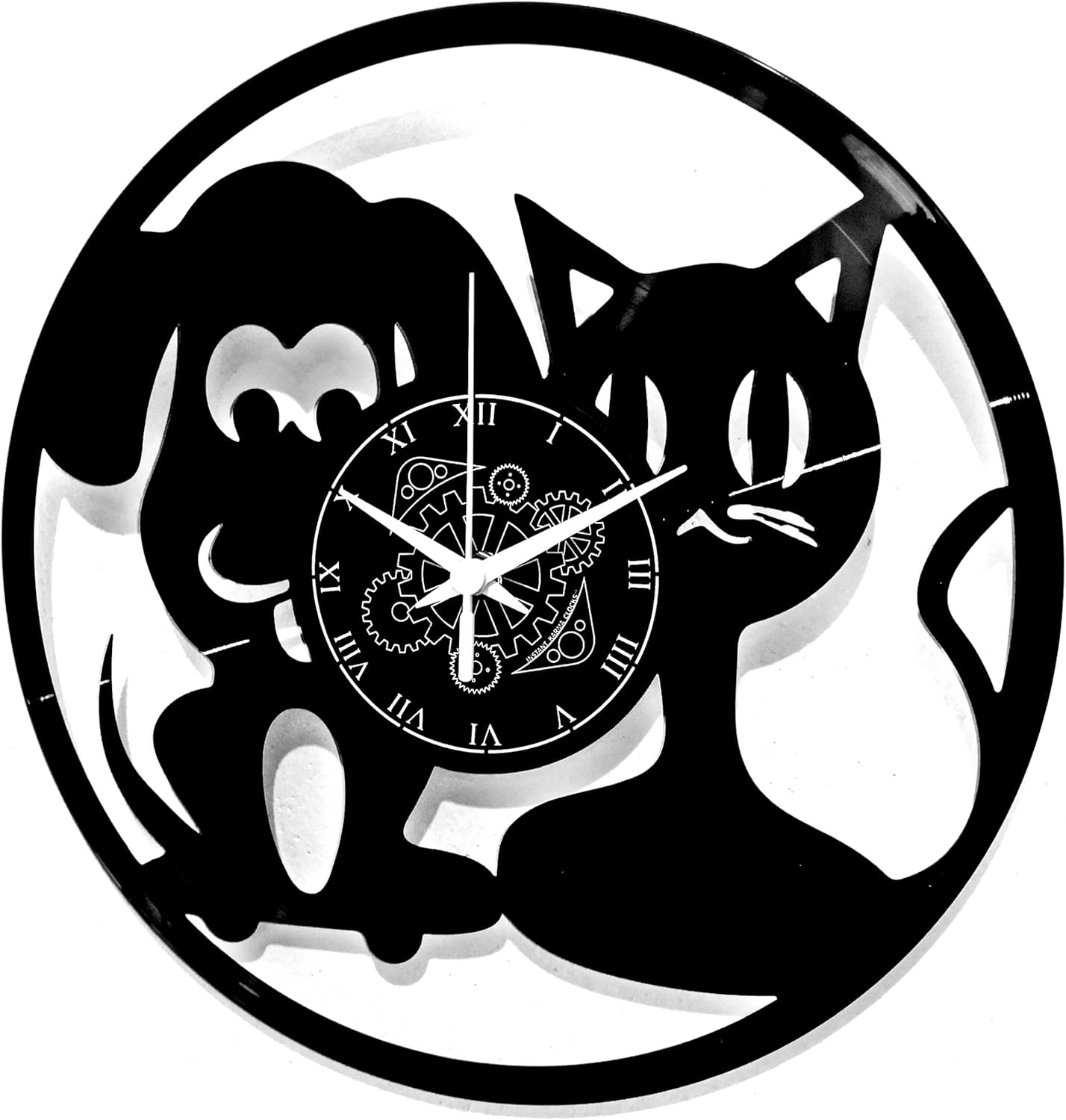 Vinyl Wall Clock Owl Decorative Night Room Design Kids, Black