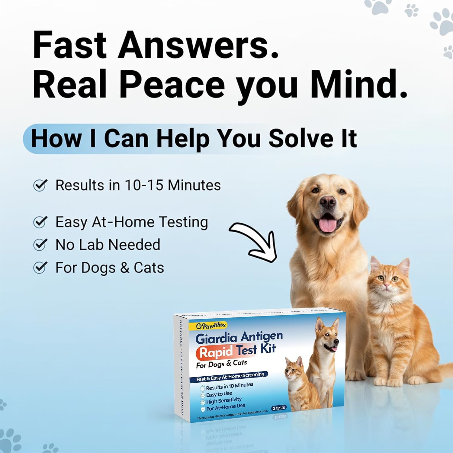 Dog & Cat Giardia Test Kit 2 Pack, At-Home Pet Stool Test for Dogs & Cats, Fast 10-Min Results, Easy Fecal Digestive Health Check for Small Medium Large Pets
