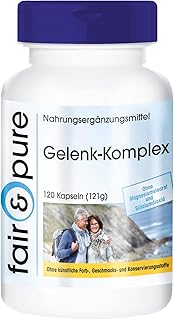 Fair & Pure Gelenk-Komplex, 120 Kapseln, mit Glucosamin, Chondroitin, MSM, Hyaluronsäure und Astaxanthin, Nahrungsergänzungsmittel ohne Magnesiumstearat, in Deutschland hergestellt