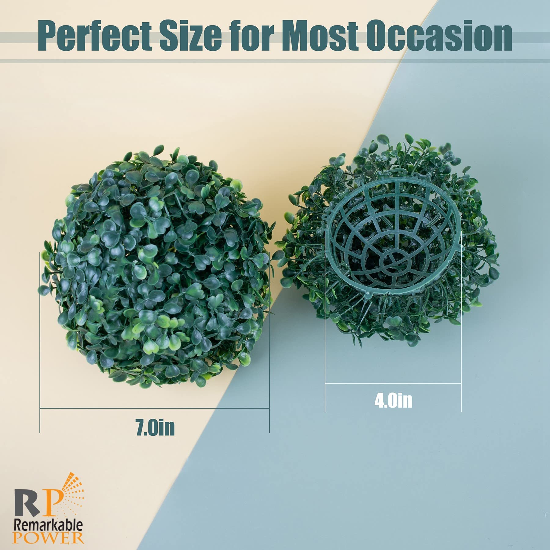 RP Remarkable Power, 4 Pack 7 Inch Artificial Plant Ball Topiary Tree ...