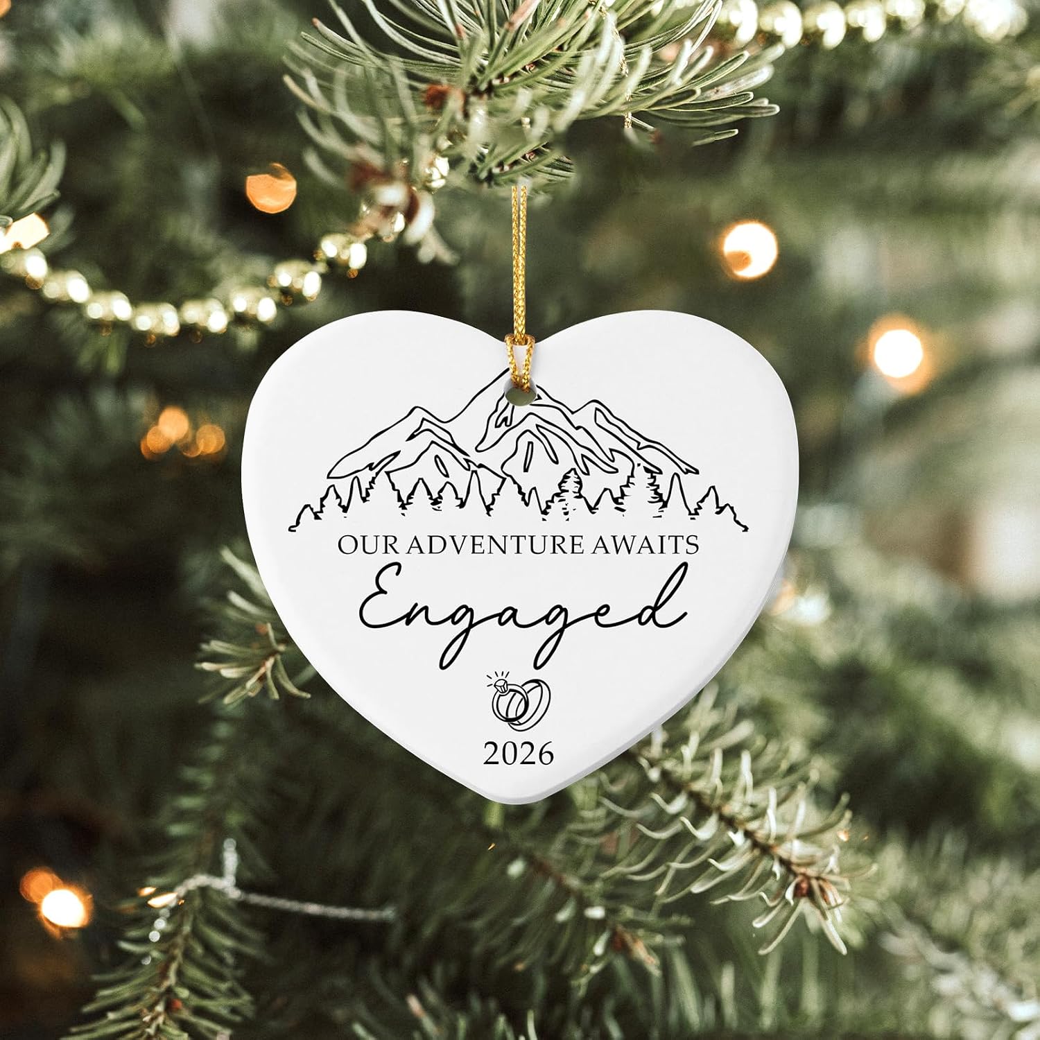 Engagement Gifts for Couples Happy Engagement for Women Gifts for Newly Couples Wedding Party Decorations Christmas Ceramic Heart Ornament 2026
