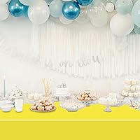 Vista 6 de 4 Pack Yellow Plastic Tablecloths Disposable Picnic Table Cover for Outdoor Birthday Party Baptism Graduation Decorations Yellow Table Cloths for 6