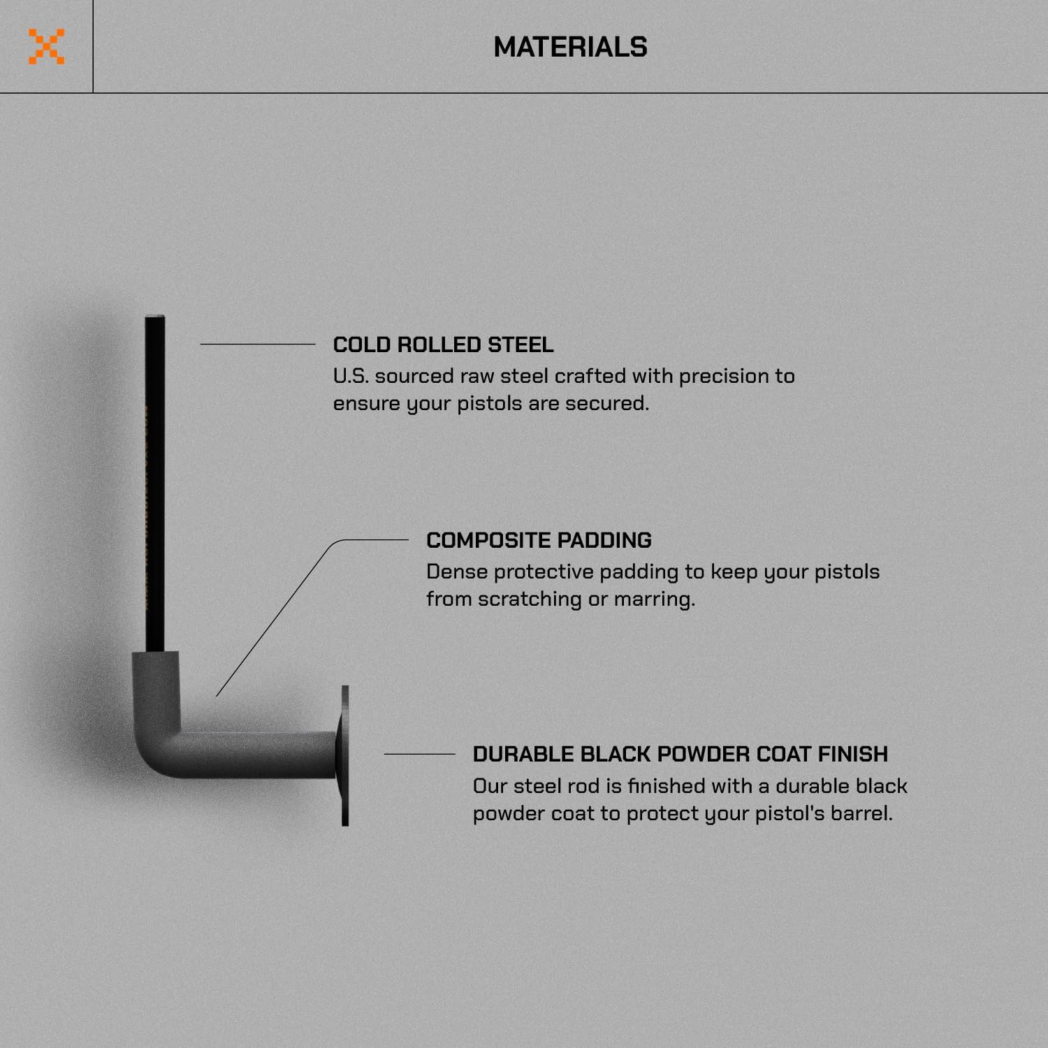 Hold Up Displays - 90 Degree in Barrel Handgun Multi - Mount for Display or Concealed Storage on Most Any Surface - HD85-90
