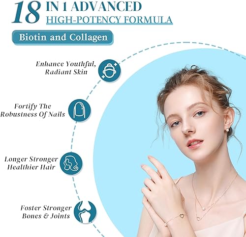 Miniatura 9 de Sijigood Gomitas de biotina vegana con colágeno, queratina, ácido hialurónico, vitamina para la piel, crecimiento del cabello, uñas y