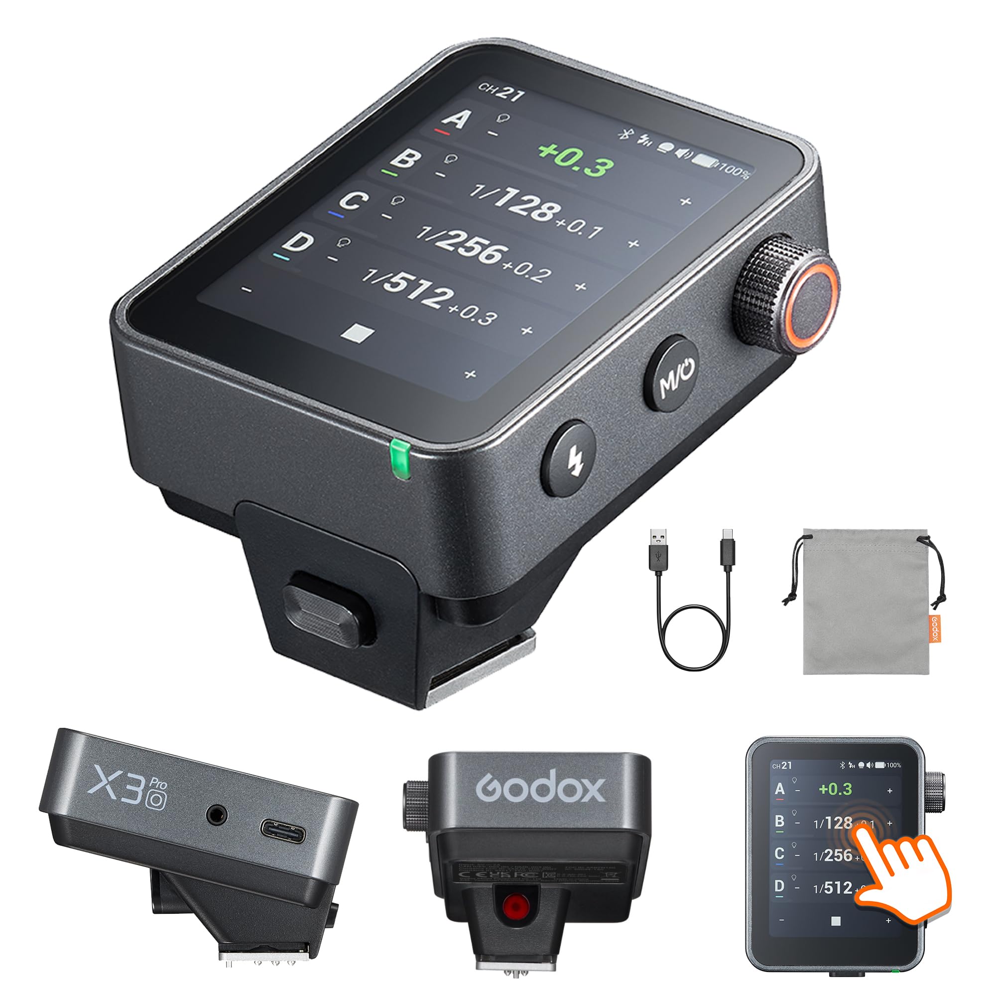 Godox X3 Pro O TTL Wireless Flash Trigger for Olympus Camera, 2.4GHz LCD Touchscreen Flash Transmitter, Built-in Lithium Battery