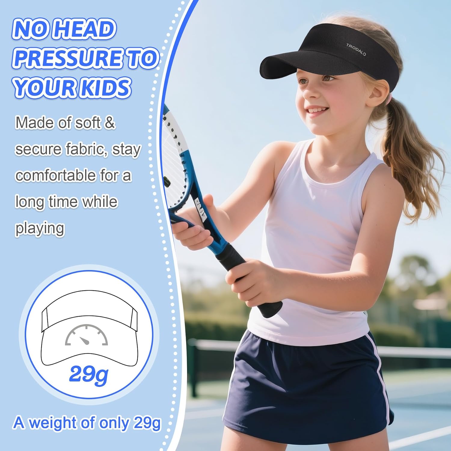 Kids Sun Visor Hats for Girls Boys, Lightweight Cooling Stretchy Visor, Packable Sports Hat for Running, Tennis, Golf - Image 3