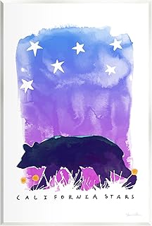 Stupell Industries California Stars Vivid Bear Under Starry Sky Wood Wall Art, Design By Shane Donahue