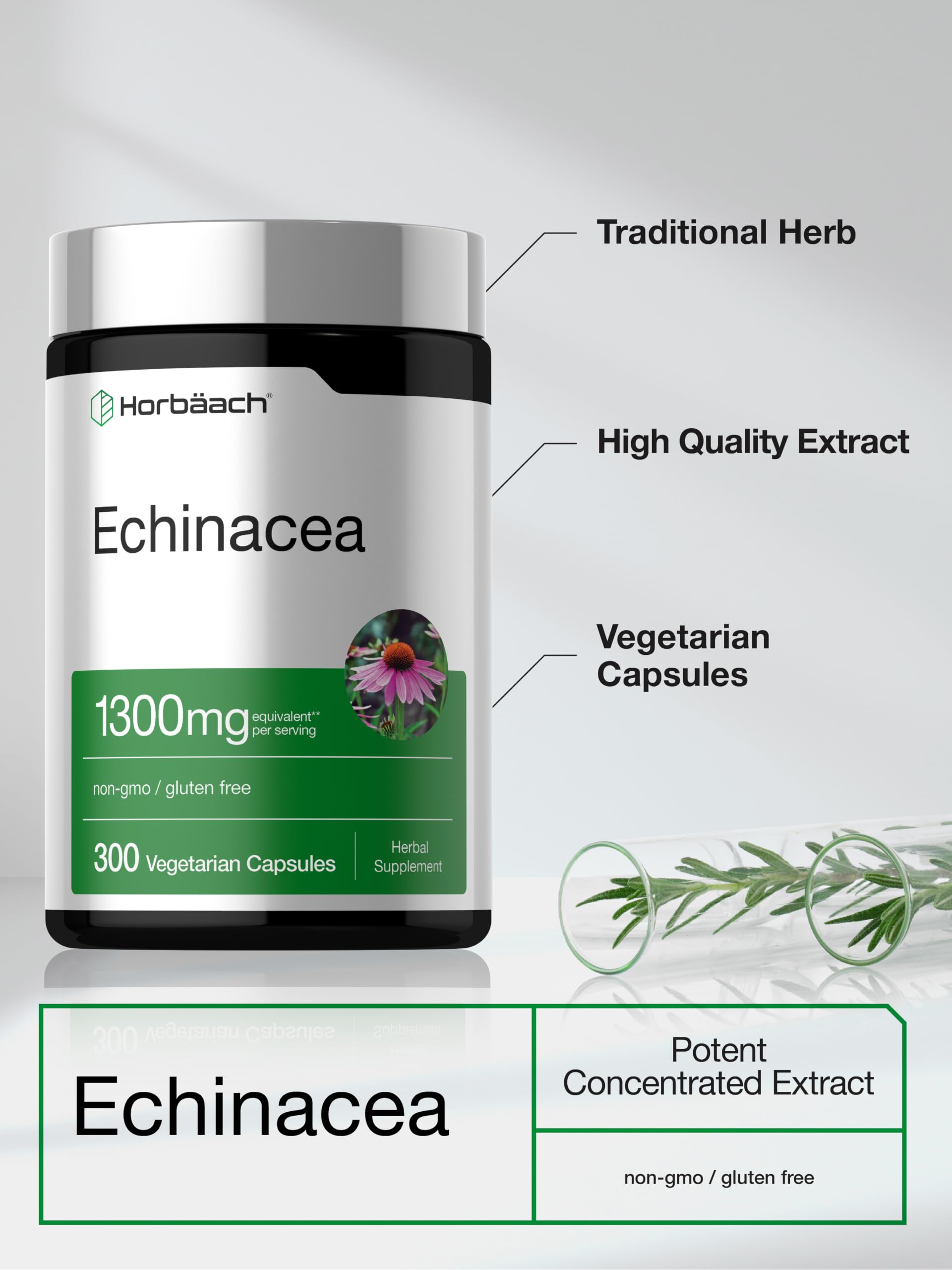 Amazon | Echinacea Extract Capsules 1300mg | 300 Count | Vegan