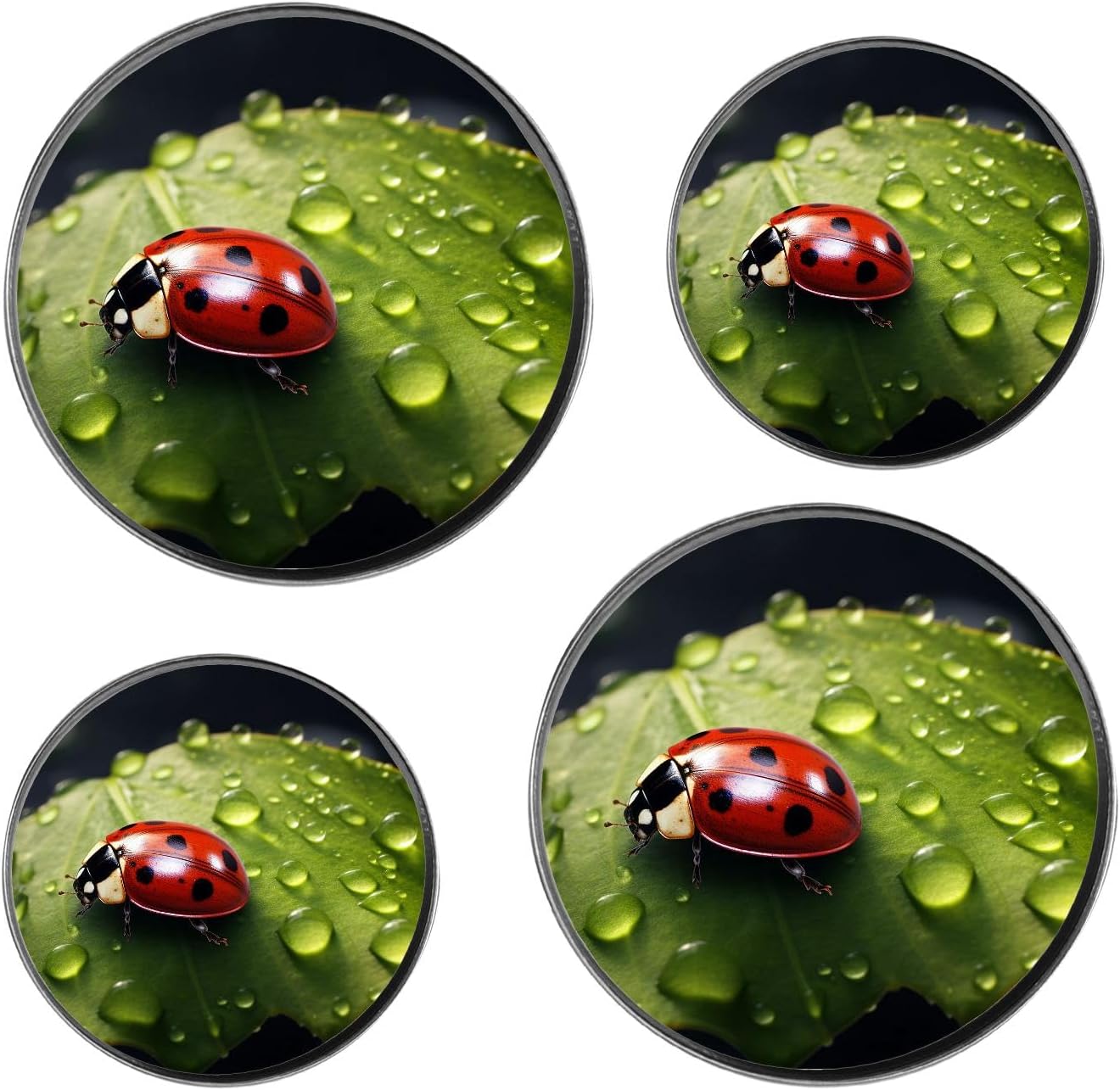 Ladybug Lovely Set of 4 Stove Burner Covers - Premium Round Electric Stove Range Protectors,8 IN & 10 IN