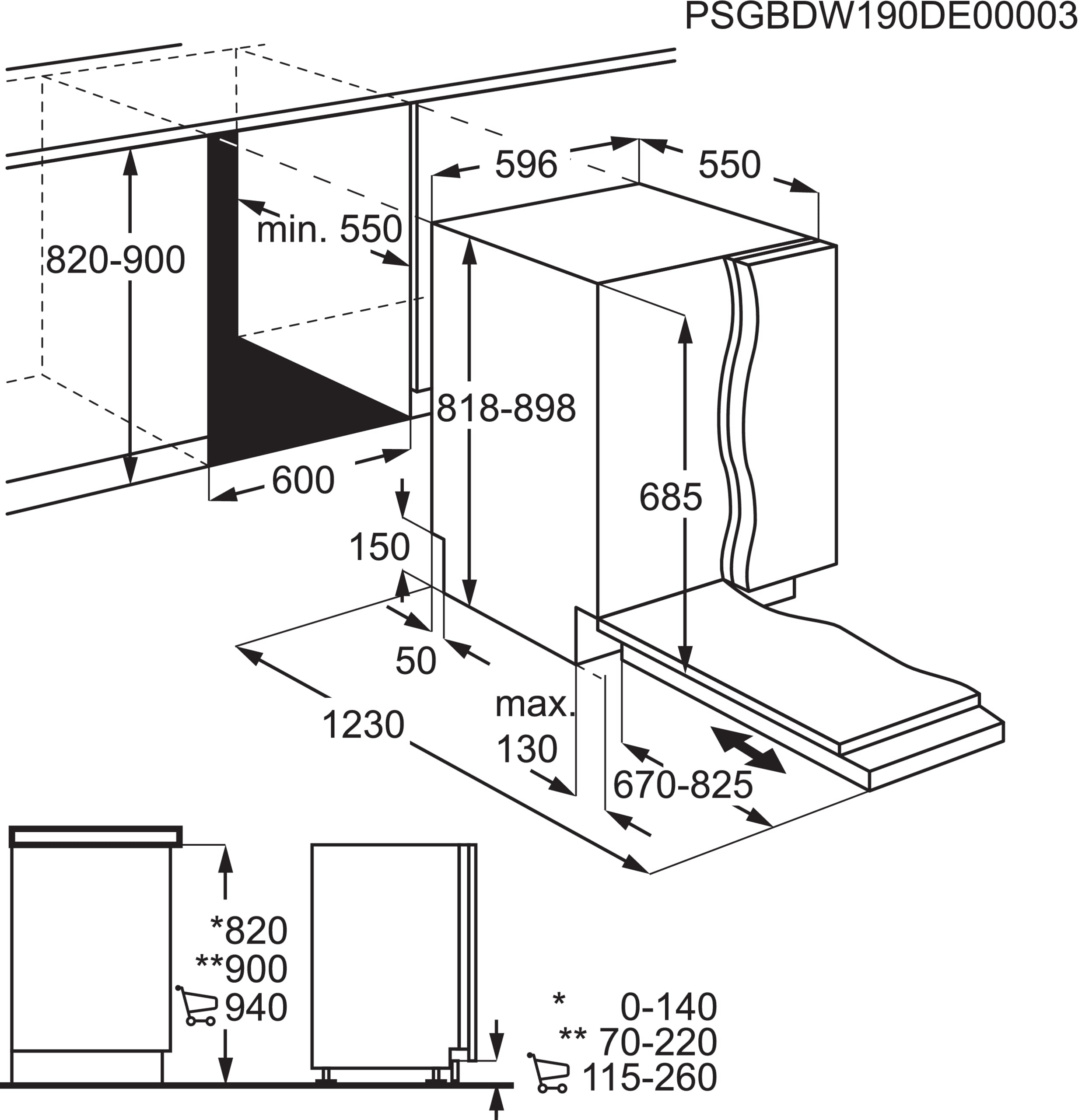 AEG FSB53627P Vollintegrierter-Geschirrspüler / 60cm / AirDry - perfekte Trocknungsergebnisse/D/energiesparend/Besteckkorb/QuickSelect Display/Beladungserkennung/Startzeitvorwahl