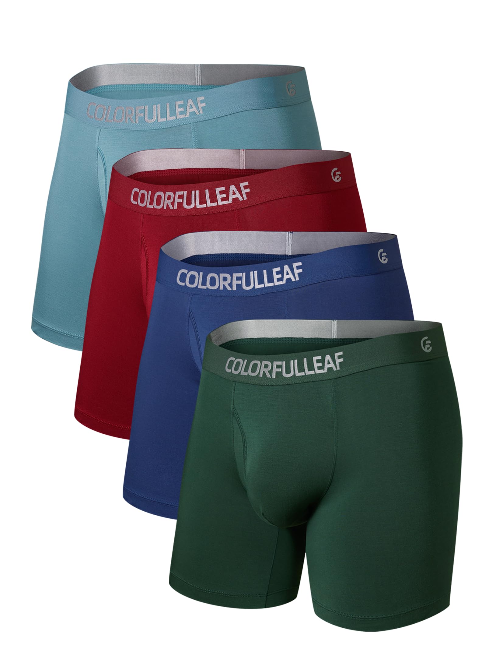 COLORFULLEAF Men's Boxer Briefs Underwea Soft Rayon Made From Bamboo Boxer Briefs for Men with 3-D Pouch Open Fly