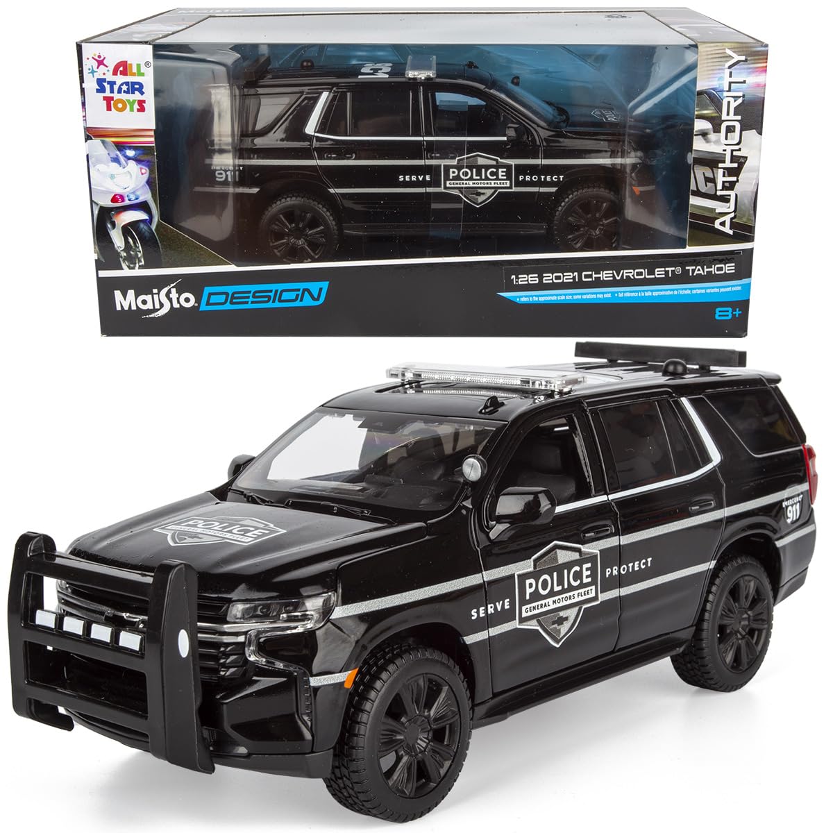 2021 Tahoe PPV (Police Pursuit Vehicle) Official Promo Version 1/26 Diecast Police Car Model Maisto Design Authority Exclusive 32548
