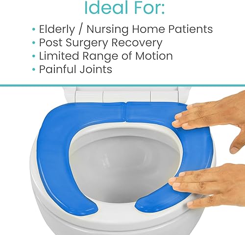 Miniatura 8 de Vive Funda de cojín de gel para asiento de inodoro, cojín elevado acolchado para sillas alargadas, estándar y cómodas, calentador de asiento, Azul