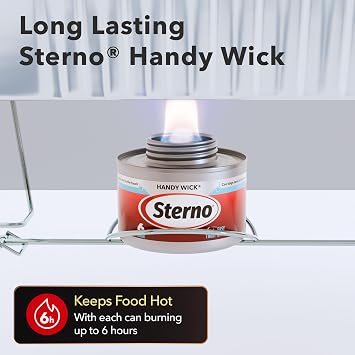 Sterno Disposable Complete Chafing Dish Buffet Set, 6-Hour Chafer Fuel Wick, Food Warmers, Warming Trays, Lids & Serving Utensils