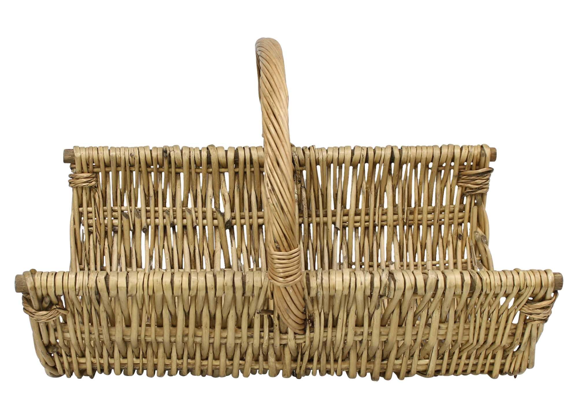 Dekoleidenschaft Holzkorb "Trendy" aus Weide, braun, Kaminholzkorb, Feuerholzkorb, Holz-Tragekorb