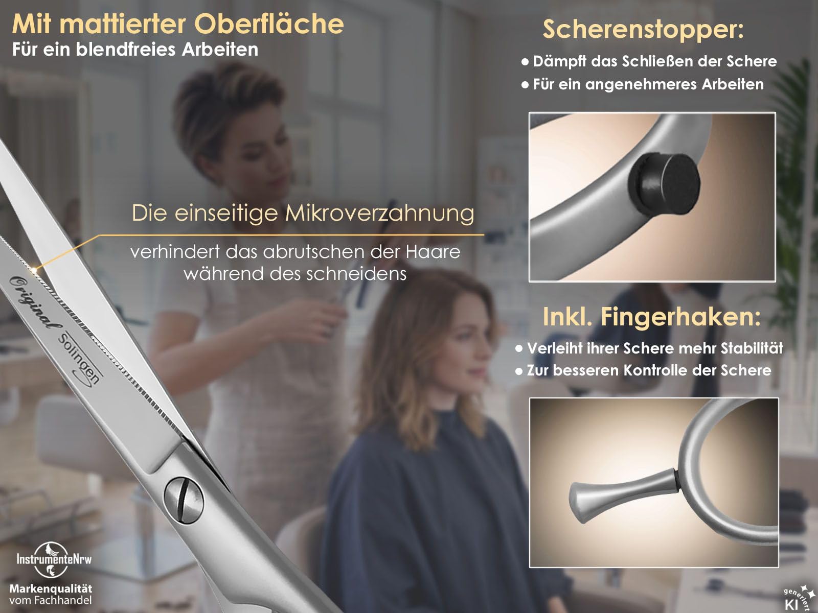 Haarschere Effilierschere Solingen 2er Set Haarschneidescheren in 6 Zoll | Haarschneideschere aus rostfreiem Edelstahl Made in Germany Friseurschere für einen perfekten und präzisen Haarschnitt