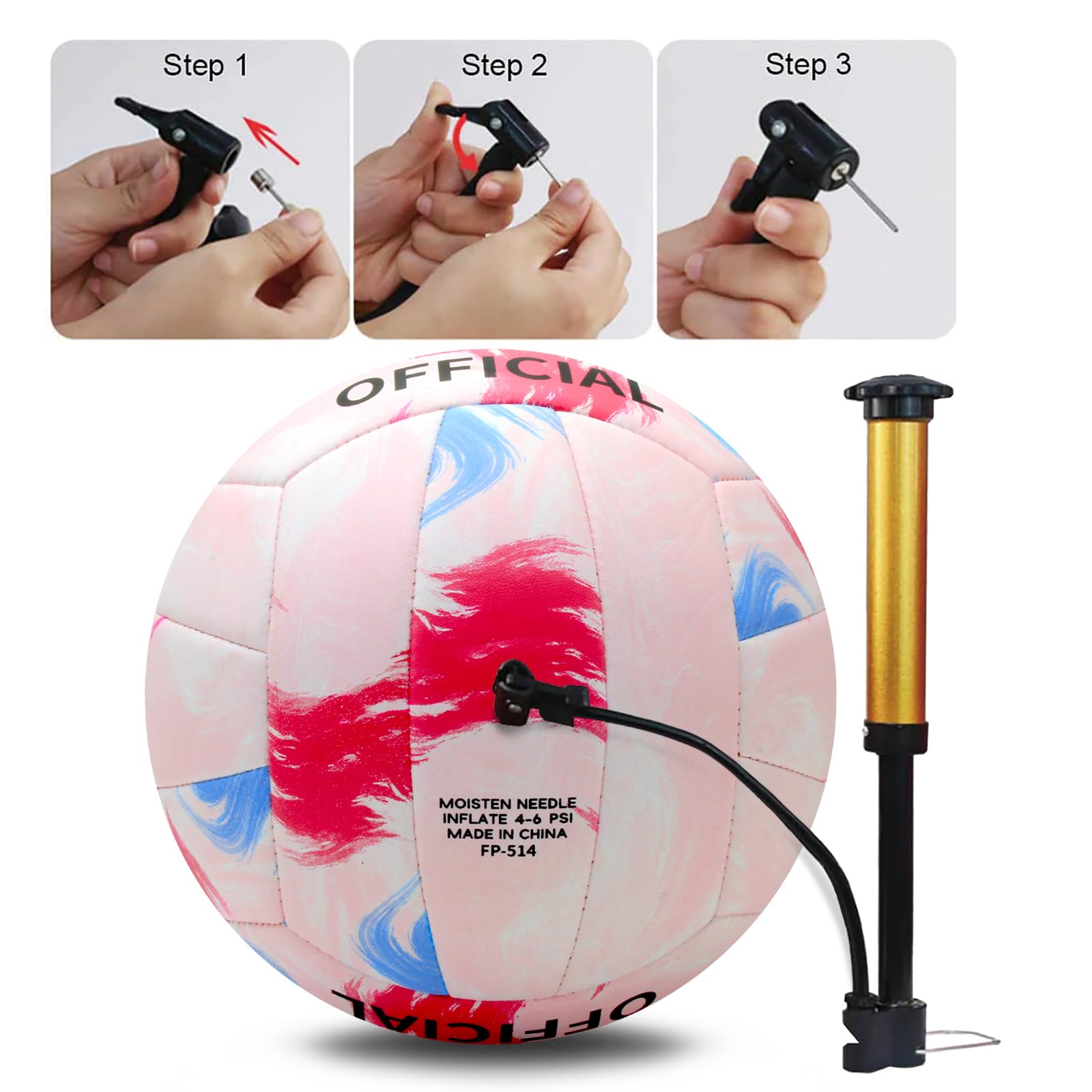 Volleyball, parfait pour le beach-volley et le plaisir de la piscine. Ballon de volleyball souple et étanche de taille 5 avec pompe pour l'entraînement et le jeu, idéal pour les adolescents