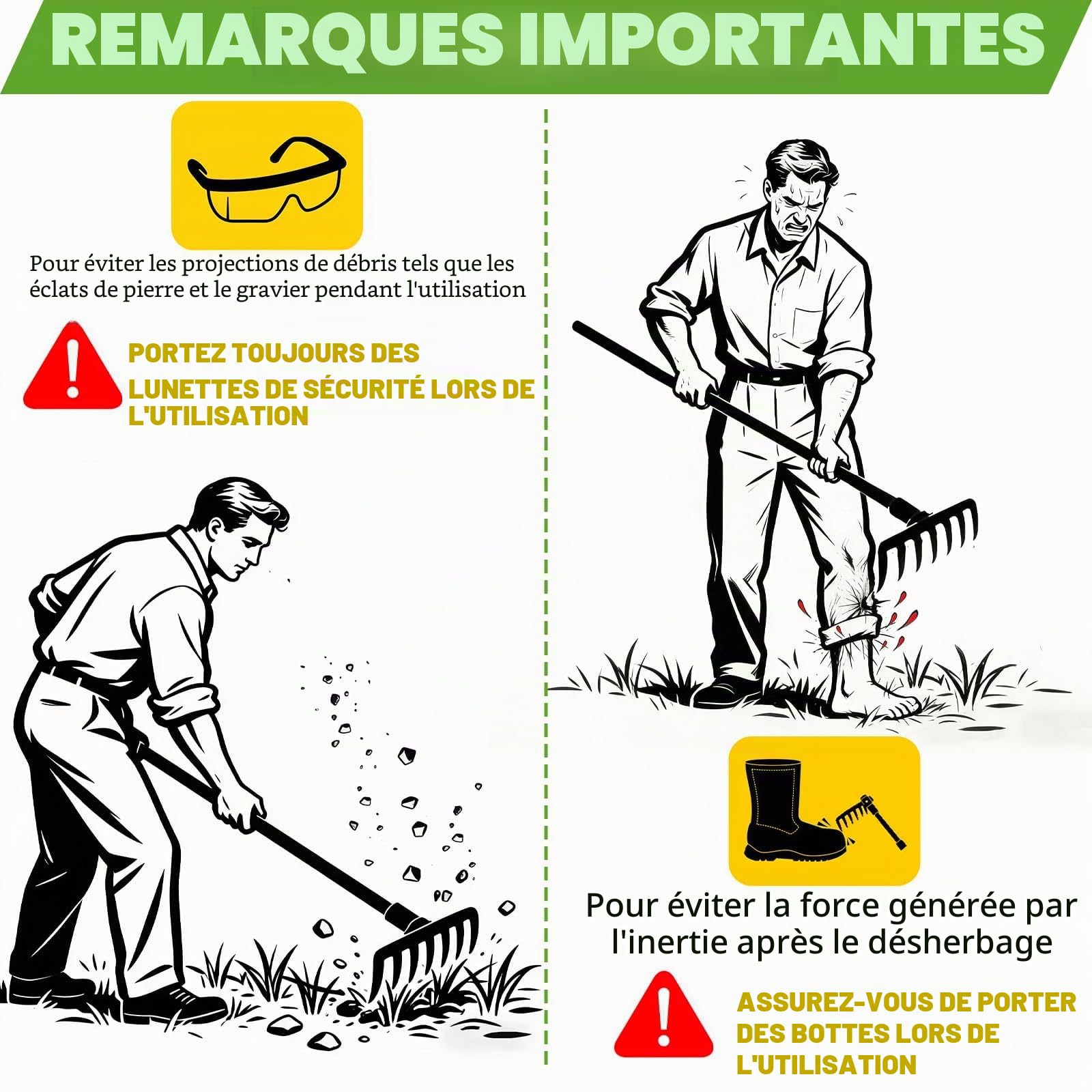 Rateau De Désherbage, Râteau Jardin avec Manche(155cm) Dents Râteau De Désherbage Multifonction en Acier au Manganèse pour Désherber, Desserrer et Semer (8 Dents)
