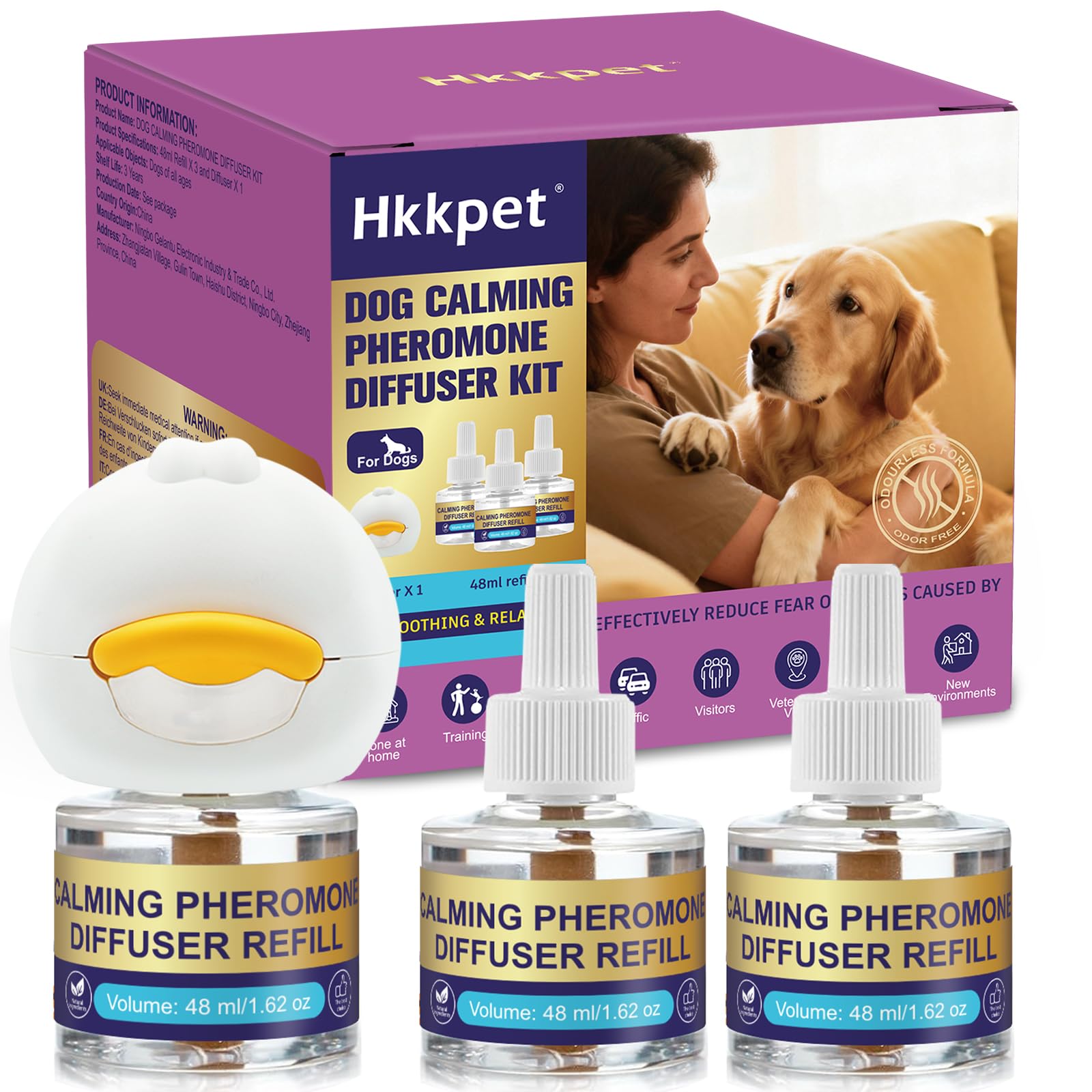 Difusor De Feromonas Calmantes para Perros,Adecuado para Todas Las Razas，Alivio Natural De Ansiedad para Perros,Reduce Eficazmente El Estrés Y El Ladrido (1)