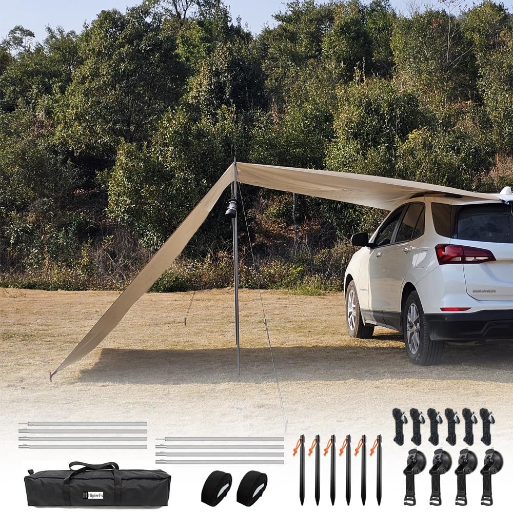 10x16 ft Car Side Awning with Pole Outdoor Camping Tent Tarp Waterproof Canopy Shade Sun Shelter (Olive Green) 10x16 ft Car Side Awning with Pole Outdoor Camping Tent Tarp Waterproof Canopy Shade Sun Shelter (Olive Green)