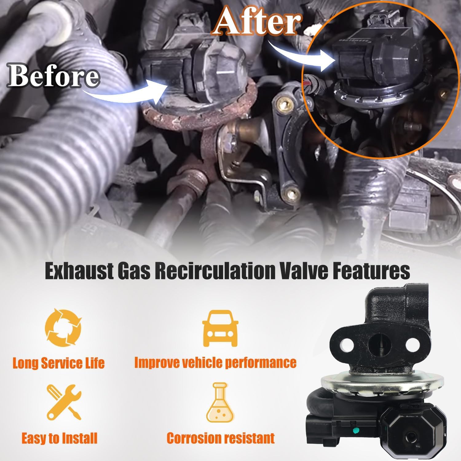 EGR EGV1055 Fits for 2004-2010 Ford Explorer, for Explorer Sport Trac, for Mercury Mountaineer V6 4.0L EGR Exhaust Gas Recirculation Replace OE 5L2Z9D475A