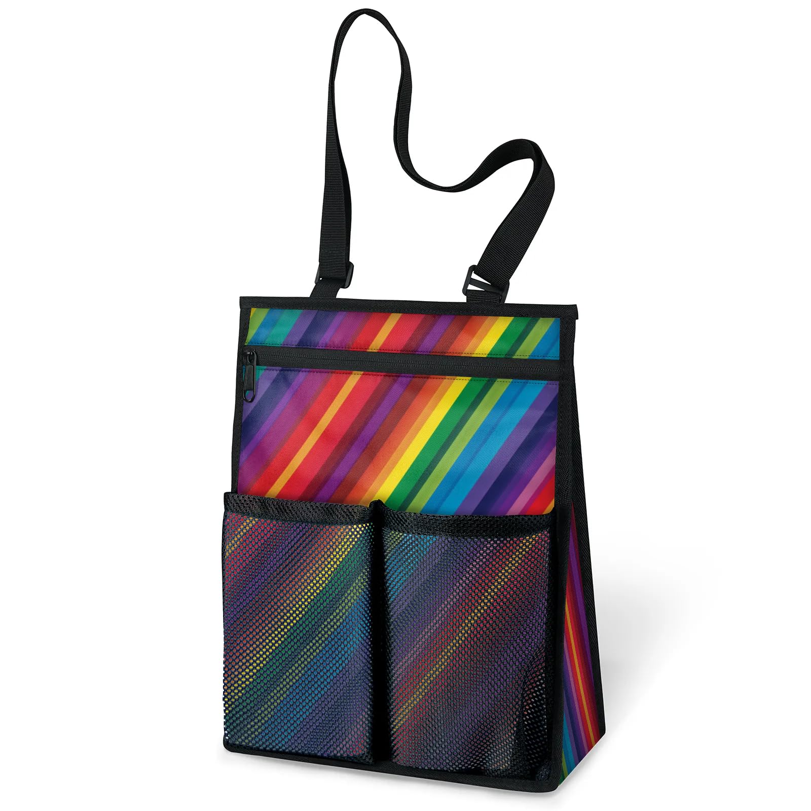Ourtheme Geometric Rainbow Portable Shower Bag for Travel Gym Camp Beach Tote Shower Caddy Bags Hanging Toiletry Organizer