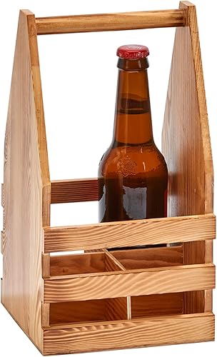 Creative Gifts International Carrito de bebidas de madera ligera de 4 botellas 11x6