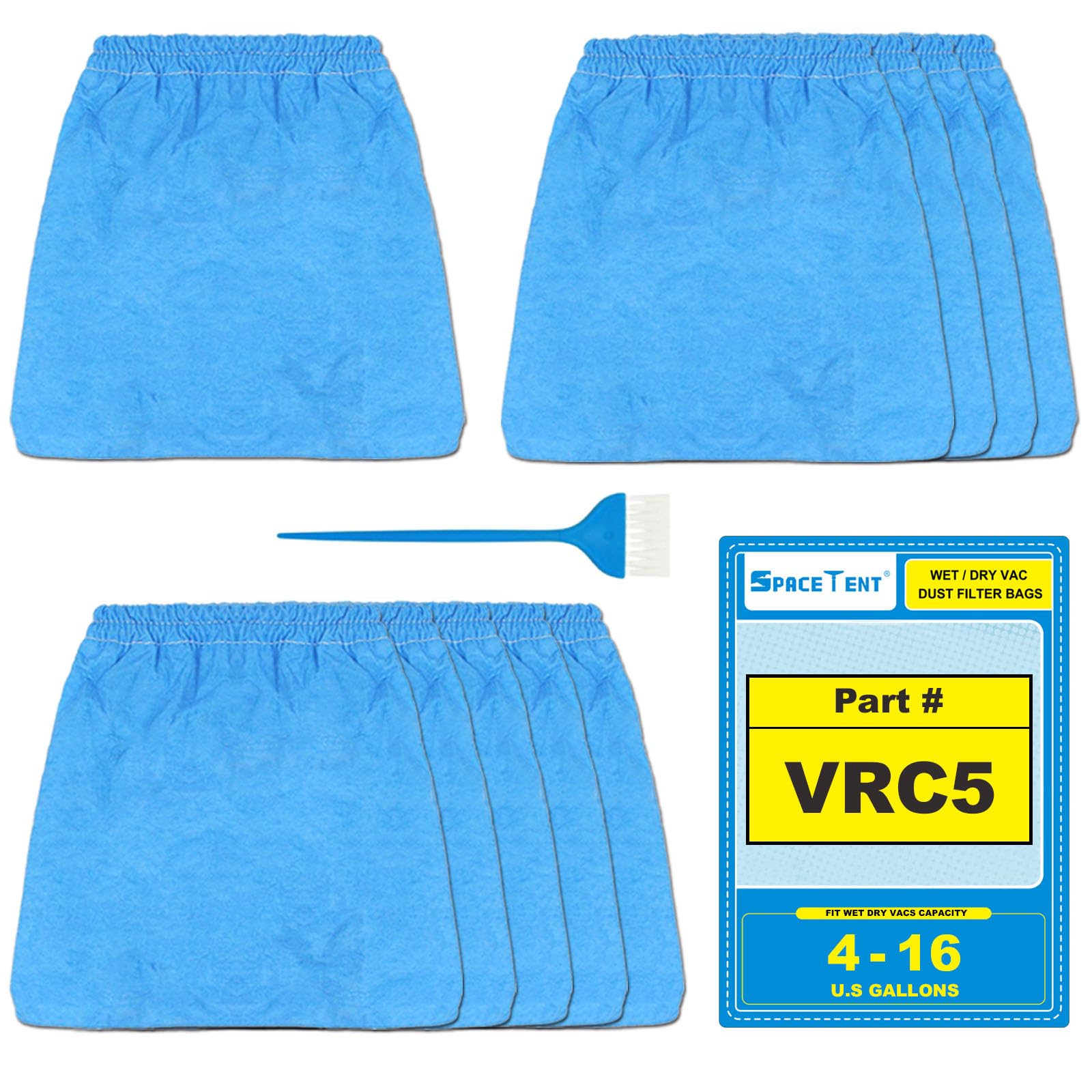 SpaceTent 10 Pack VRC5 Cloth Filters for Most Vacmaster 4 to 16 Gallon Wet/Dry Vacuums.