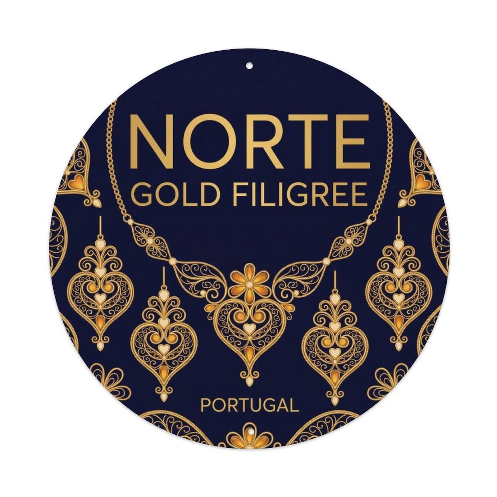 Olhnbad Style Portugal Norte Felgueiras Filigree Regional Culture Metal Tin Sign