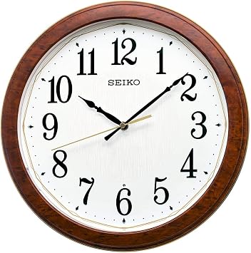 Seiko KX260B Wall Clock, Radio, Dark Brown Wood Grain Pattern, Glossy, Diameter 13.0 x 1.8 inches 33 x 4.6 cm