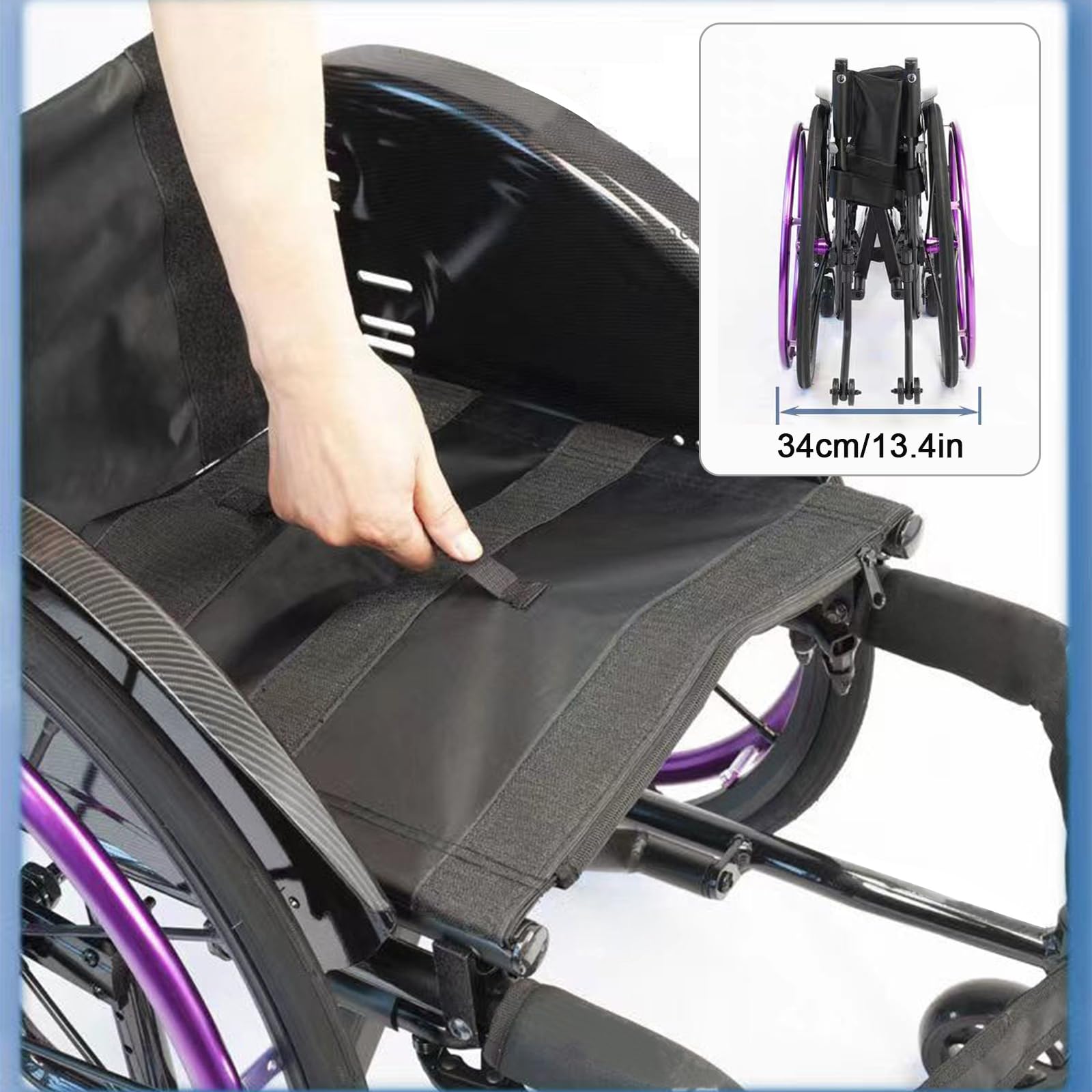 Silla de ruedas deportiva ligera con frenos de mano, aleación de aluminio ultraligera, silla de ruedas manual todo terreno, 24 libras, adulto, ancho del asiento 42 cm