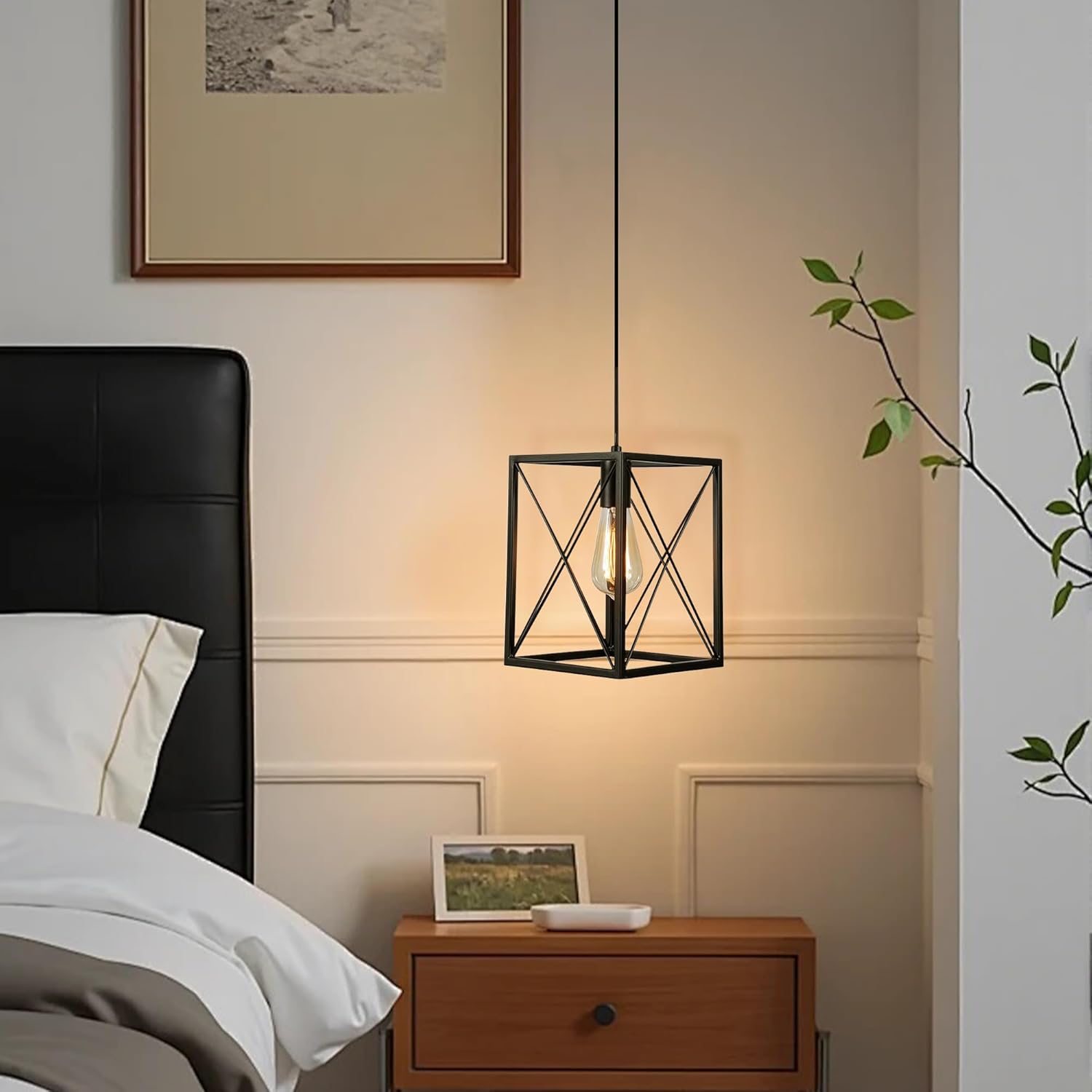 Pendant Lights Kitchen Island, Adjustable Ceiling Light Fixture, Farmhouse Industrial Cage Hanging Lighting with Light Shade for Flat and Slop Ceiling, Dining Room, E26 Base (19cm)