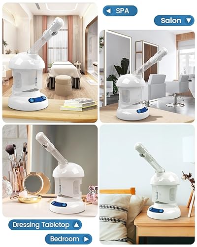 Miniatura 6 de Vaporizador facial de escritorio  Kingsteam Nano Ionic Face Steamer con brazo giratorio extensible de 360, hidratar, quitar puntos negros,