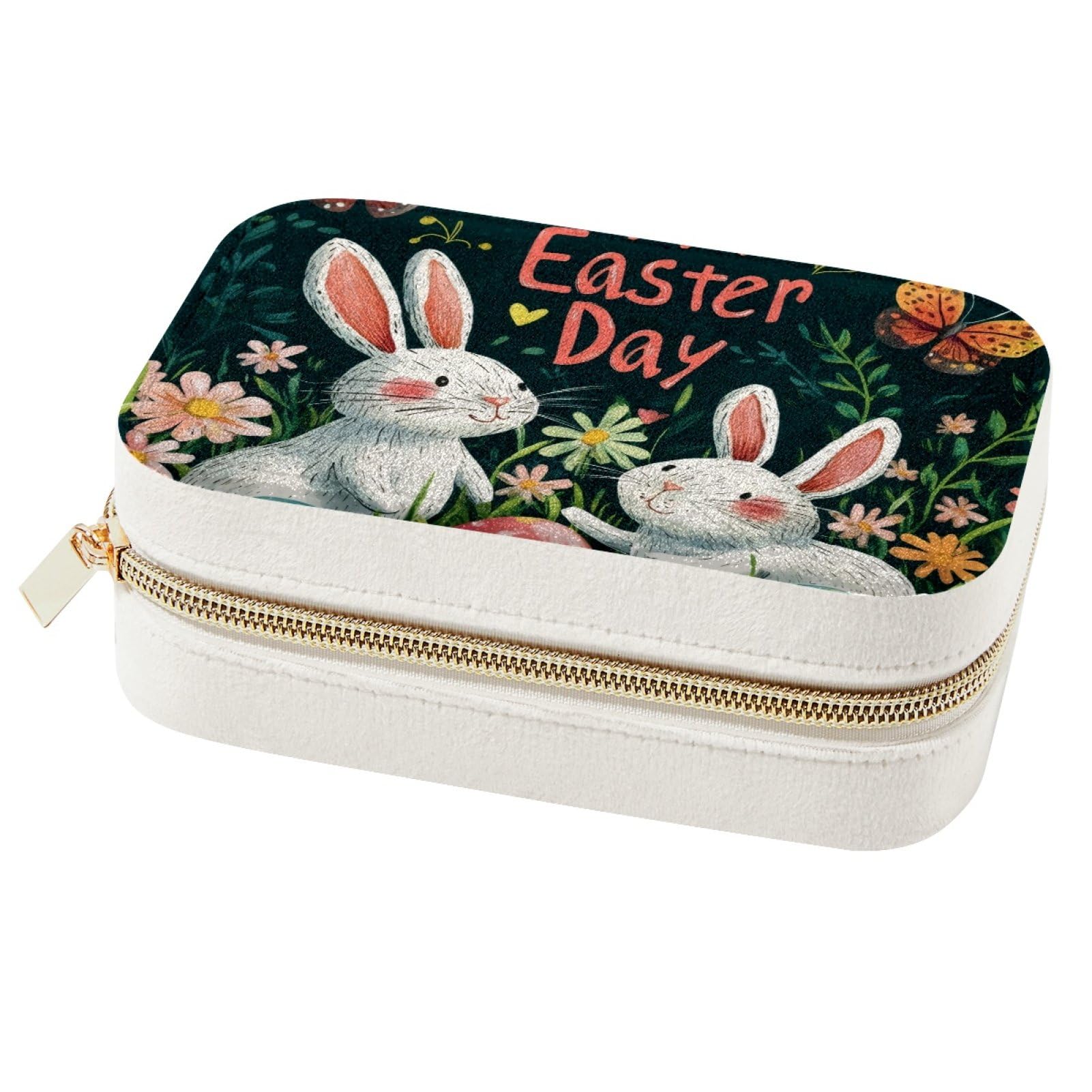Organiseur de bijoux de voyage pour boucles d'oreilles colliers boîte lapin