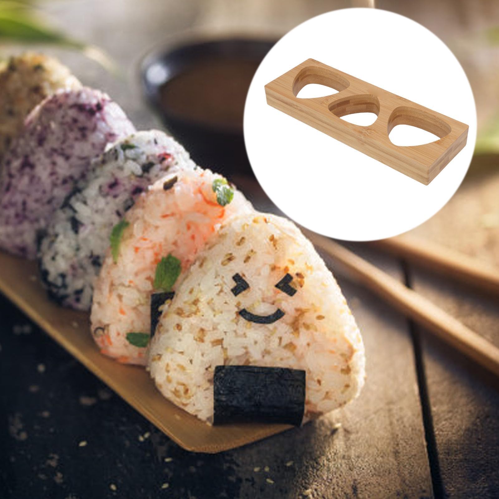 Pssopp Moule D'onigiri en Bois en Bois en Bois, Pressis de Riz Musubi Réutilisable et Sushis pour la Cuisine à la Maison Bricolage Japonais Cuisine