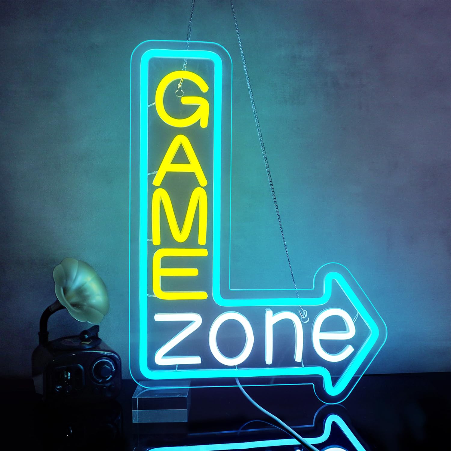 Looklight Boys Game Zone Neon Sign Dimmable Gamer Neon Signs Colorful Gaming Led Signs For Game Room, Usb Arrow Neon Gaming Signs For Room, Teen Room, Gaming Zone, Gifts For Gamer