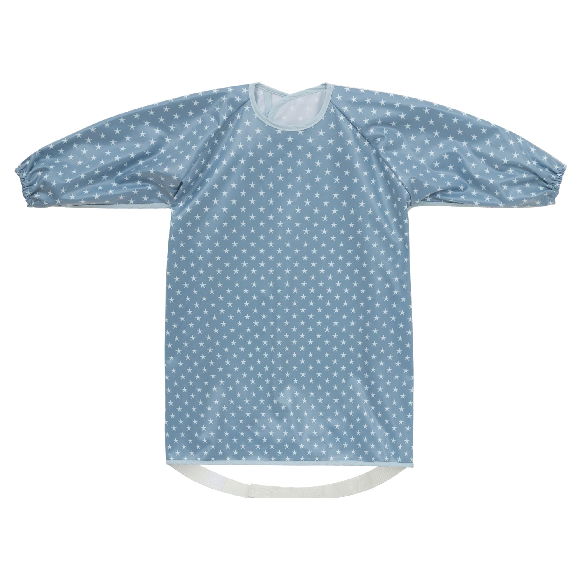 Little DimsumLong Sleeve Weaning Baby Bib Mess-Proof Feeding Smock Bibs for Babies,Adjustable Waterproof Apron Full Cover Baby Eating Bib（Blue-star）