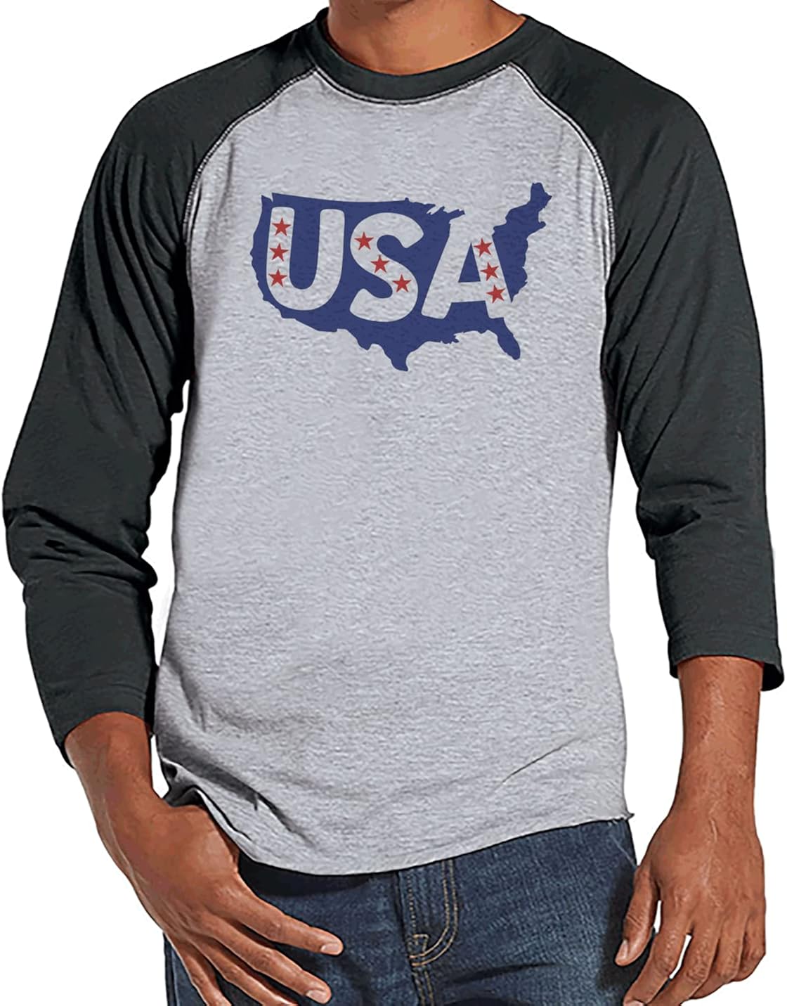 Shirts - Patriotic USA Map Grey Shirt 