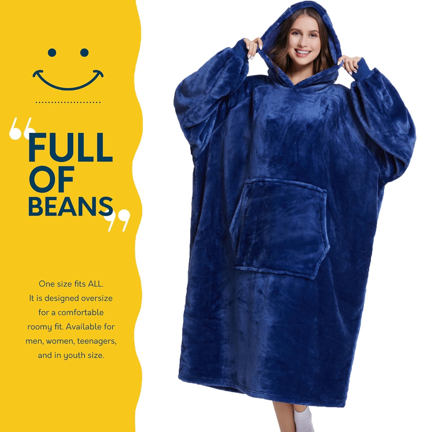 Amazon.com: CozyLeep Oversized Wearable Blanket Hoodie for Adult Women Men  - Warm and Cozy Snuggies Blanket Sweatshirt as Gifts for Mom Wife  Girlfriend, Navy : Home u0026 Kitchen