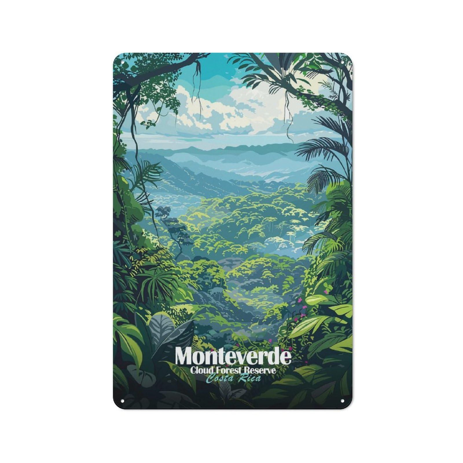 Junmoney Monteverde Cloud Forest Reserve, Costa Rica Old Fashioned Retro Metal Sign 30X20cm Featuring Vintage Wall Decor For Kitchen, Hallway, Bar Or Small Cafe