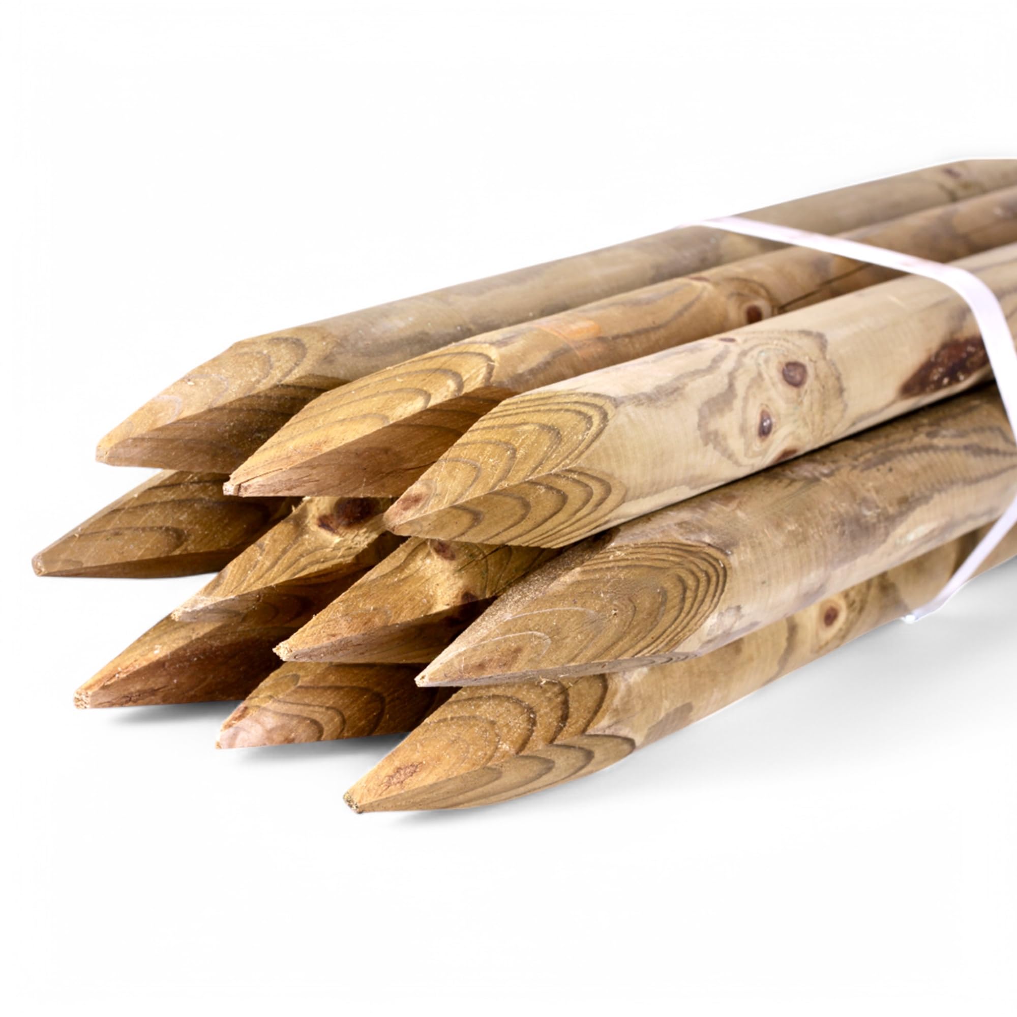 10 Stück Zaunpfähle Holz Ø 4 cm – KDI Grün imprägnierte Rundpfähle aus Sauerländer Holz – angespitzte Baumpfähle in verschiedenen Längen für Garten, Weide & Landschaftsbau (125 cm Länge)