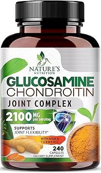 Glucosamine Chondroitin MSM - 3x Strength Joint Support Supplement for Joint Mobility & Comfort For Men and Women, Glucosamine Supplements Complex with Turmeric & Boswellia - 240 Capsules