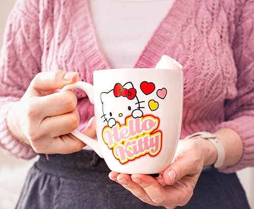 Miniatura 3 de Silver Buffalo Sanrio - Taza de cerámica con corazones de Hello Kitty | Taza de café sin BPA para expreso, té, capacidad para 18 onzas