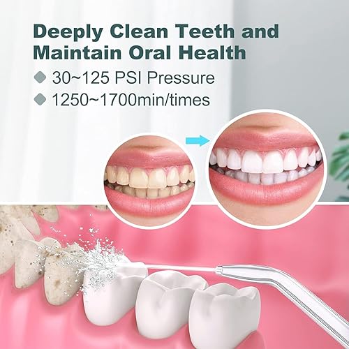 Miniatura 4 de Irrigador de agua, irrigador dental eléctrico para limpieza de dientes y frenillos, irrigador oral eléctrico para adultos y niños con 10 presiones y