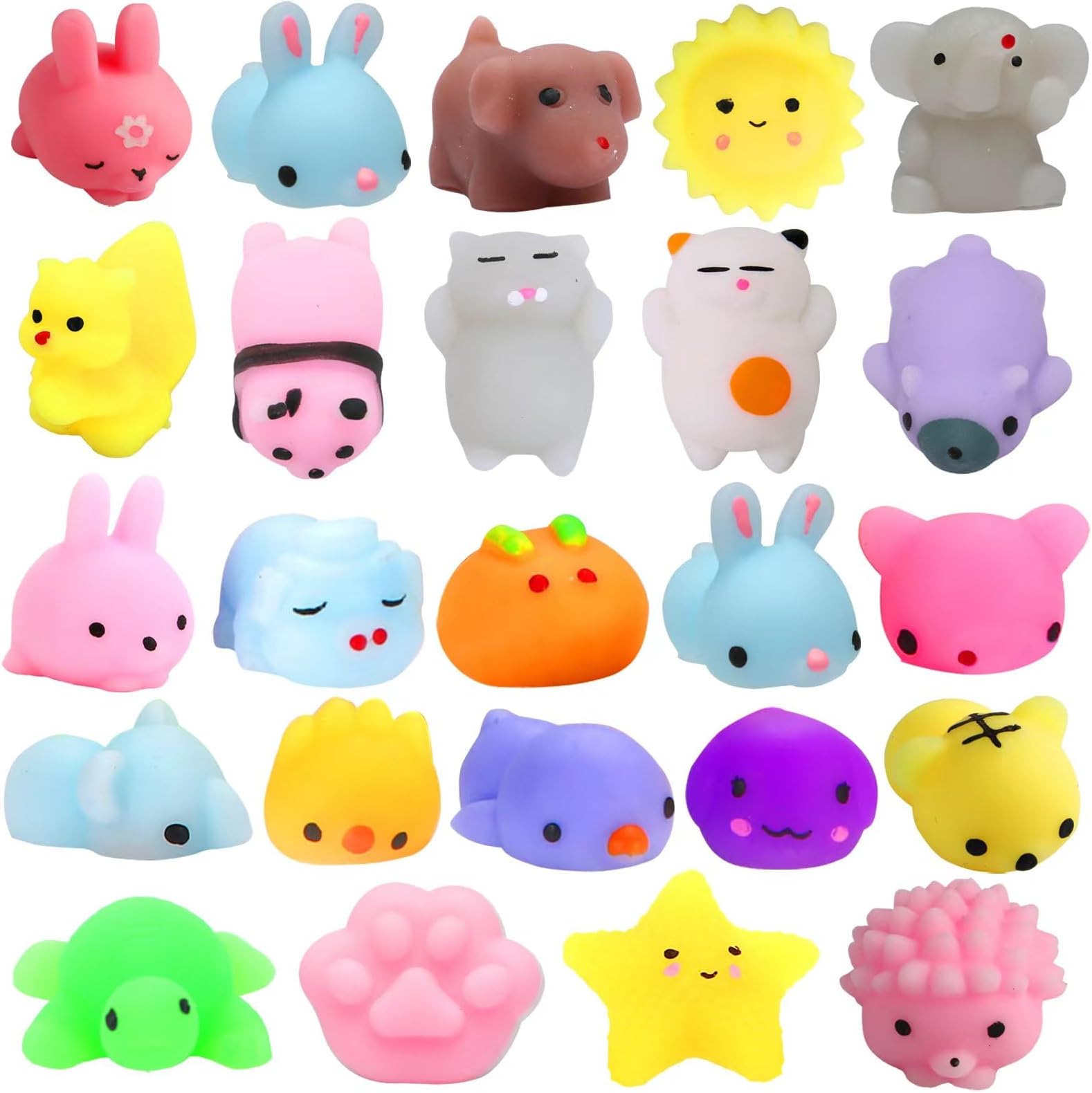 Bingcute 24Pcs Mochi Squishy Toys, Mochi Kawaii squishies Toys Gifts for Party Favors for Kids, Mini Supper Cute Animals Stress Relief Toys Squeeze Toys Squishy Easter Egg fillers Toy Easter Basket St
