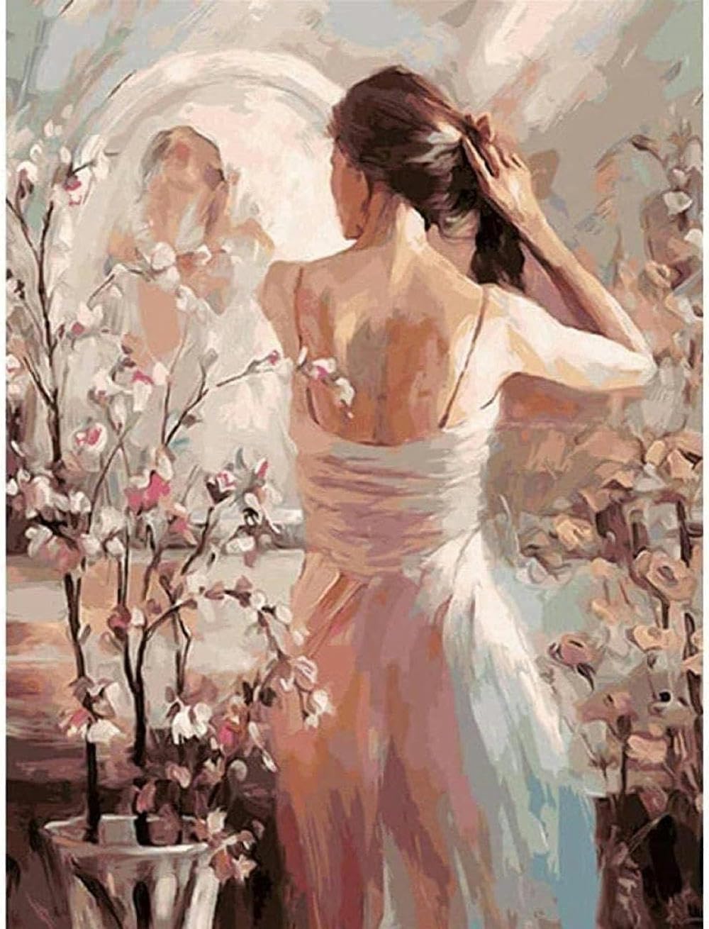 Mantianhome Embroidery Cross Stitch Kit, Popular Pattern Printing Dress Lady, Beginner 11Ct Diy Advanced Handmade Embroidery Kit-Home Decoration-40X50cm