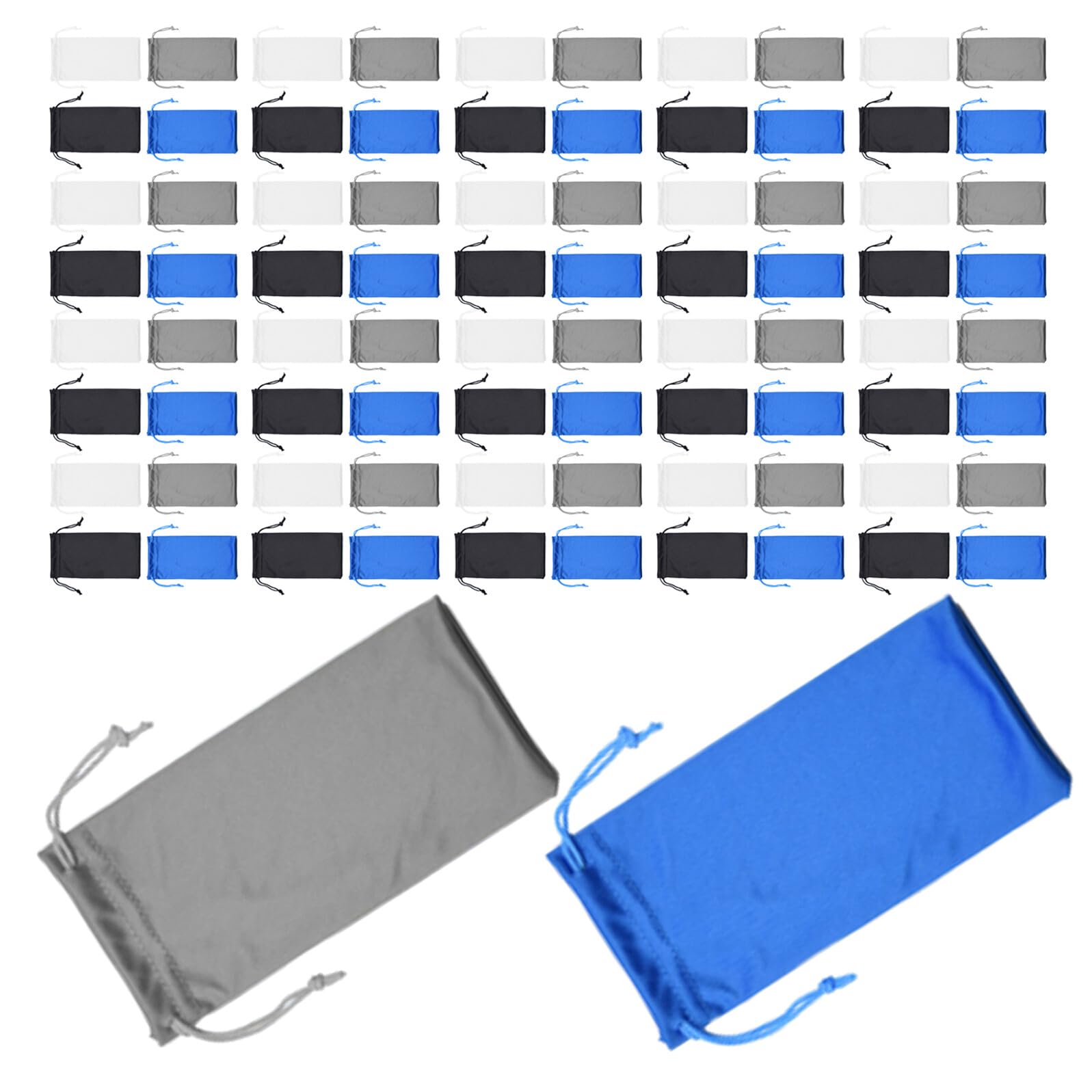 Custodia per Occhiali in Microfibra Morbida 100 Pezzi, Sacchetto Protettivo Coulisse 9x18 Cm, Borsa per Occhiali da Sole e Vista, per Viaggi e Uso Quotidiano