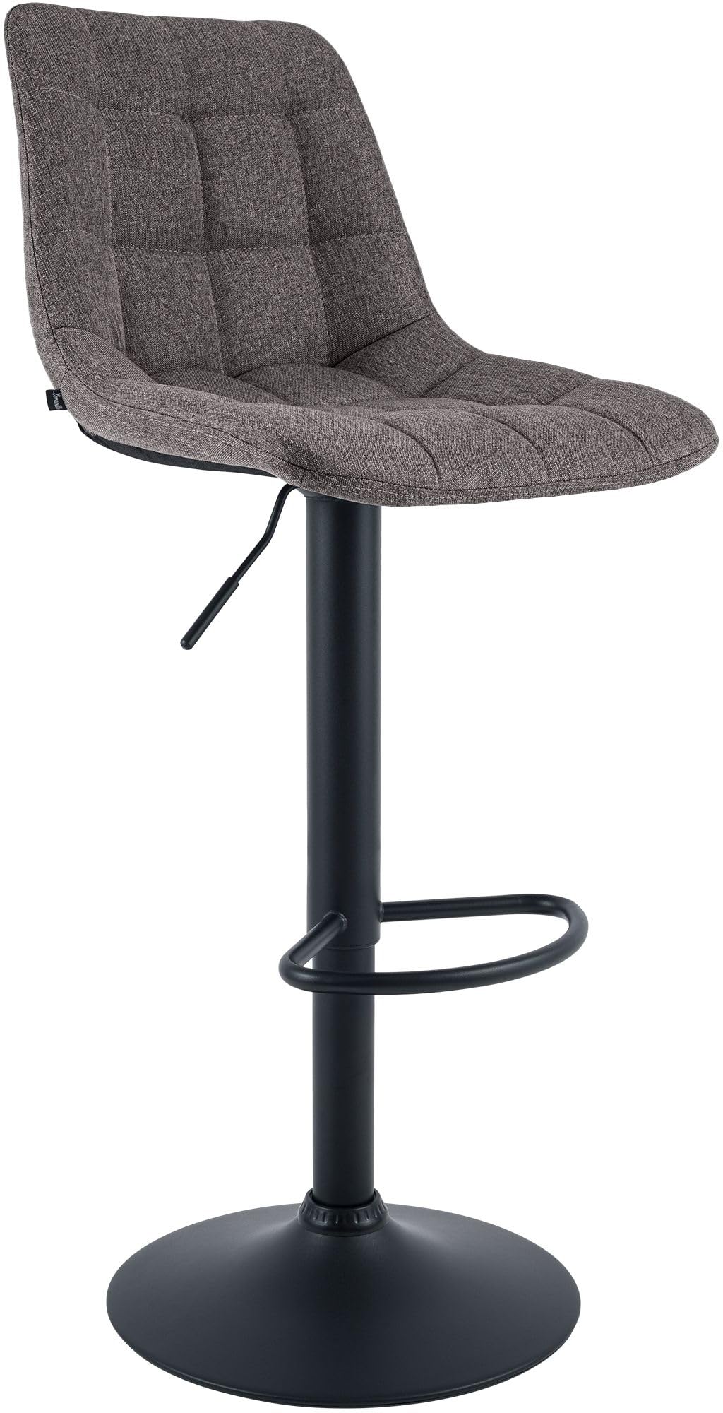 CLP Taburete de Bar Mapun, Silla de Bar Regulable en Altura y giratoria 360 Grados, Acolchada, con Estructura Metalica para Cocina, Color:Gris Oscuro, Material:Tela